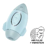 Вакуумний стимулятор з вібрацією Satisfyer Mission Control Blue, 2 незалежні мотори - мініатюра 1