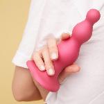 Насадка для страпона Strap-On-Me Dildo Plug Beads Framboise Metallic S - мініатюра 5