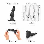 Насадка для страпона Strap-On-Me Dildo Plug Beads Black M - мініатюра 3