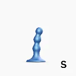 Насадка для страпона Strap-On-Me Dildo Plug Balls Blue Metallic S - мініатюра 1