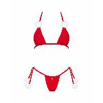 Новорічний комплект білизни з помпонами Obsessive Bobble Girl, червоний - мініатюра 3