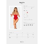 Боді з доступом Obsessive Ingridia crotchless teddy XS/S, червоне, відкриті груди - мініатюра 5