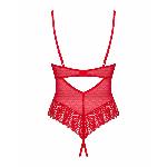 Боді з доступом Obsessive Ingridia crotchless teddy XS/S, червоне, відкриті груди - мініатюра 4