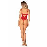 Боді з доступом Obsessive Ingridia crotchless teddy XL/2XL, червоне, відкриті груди - мініатюра 7
