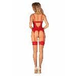 Комплект корсет та стрінги Obsessive Ingridia corset & thong XS/S, червоний - мініатюра 7