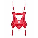 Комплект корсет та стрінги Obsessive Ingridia corset & thong XS/S, червоний - мініатюра 4