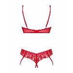 Комплект Obsessive Ingridia 2-pcs crotchless set XL/2XL, червоний, з доступом, відкриті груди - мініатюра 4