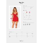 Пеньюар Obsessive Ingridia chemise & thong XS/S, червоний, сорочка, стрінги - мініатюра 5