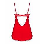 Пеньюар Obsessive Ingridia chemise & thong XL/2XL, червоний, сорочка, стрінги - мініатюра 4