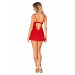 Пеньюар Obsessive Ingridia chemise & thong XL/2XL, червоний, сорочка, стрінги - мініатюра 7
