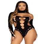Безшовне боді на одне плече Leg Avenue Seamless thong back bodysuit, One Size, чорне - мініатюра 1