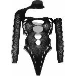 Безшовне боді на одне плече Leg Avenue Seamless thong back bodysuit, One Size, чорне - мініатюра 3