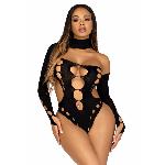 Безшовне боді на одне плече Leg Avenue Seamless thong back bodysuit, One Size, чорне - мініатюра 4