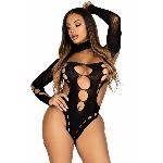 Безшовне боді на одне плече Leg Avenue Seamless thong back bodysuit, One Size, чорне - мініатюра 5