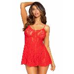 Сорочка бебі-дол Leg Avenue Rose Lace Flair Chemise Red, One Size - мініатюра 4