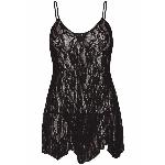 Сорочка бебі-дол Leg Avenue Rose Lace Flair Chemise Black, Queen Size - мініатюра 2