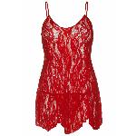 Сорочка бебі-дол Leg Avenue Rose Lace Flair Chemise Red, Queen Size - мініатюра 2