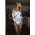 Еротичне боді-бодістокінг Leg Avenue Snap crotch thong back teddy White M/L - мініатюра 3