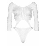 Еротичне боді Leg Avenue Top bodysuit with thong back White - мініатюра 3