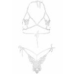 Еротичний комплект з відкритою чашкою Leg Avenue Open cup bra and pearl panty One Size White - мініатюра 5