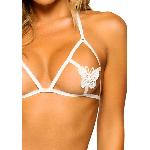 Еротичний комплект з відкритою чашкою Leg Avenue Open cup bra and pearl panty One Size White - мініатюра 3