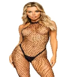 Еротичний сітчастий бодістокінг Leg Avenue Racer neck bodystocking Black - мініатюра 1