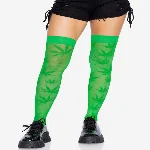 Панчохи з малюнком Leg Avenue 420 Net thigh highs Green - мініатюра 1