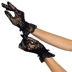 Короткі рукавички Leg Avenue Floral lace wristlength gloves Black - мініатюра 1