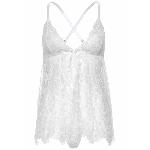 Сорочка бебі-дол Leg Avenue Floral lace babydoll & string White L, стрінги - мініатюра 3