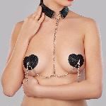 Пестис-сердечка з пензликами та чокером JSY Nipple Sticker RT236114 Black - мініатюра 2