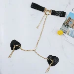 Пестис-сердечка з пензликами та чокером JSY Nipple Sticker RT236114 Black - мініатюра 1