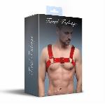 Чоловіча портупея на груди Feral Feelings - Bulldog Harness Red Trasparent - мініатюра 2