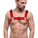Чоловіча портупея на груди Feral Feelings - Bulldog Harness Red Trasparent - мініатюра 1