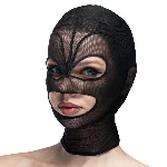Маска серце сітка з відкритим ротом та очима Feral Feelings - Hearts Mask Black/Black - мініатюра 1