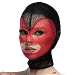 Маска серце сітка з відкритим ротом та очима Feral Feelings - Hearts Mask Black/Red - мініатюра 1