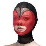 Маска серце сітка з відкритим ротом Feral Feelings - Hearts Mask Black/Red - мініатюра 1