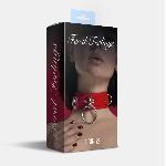 Нашийник для фіксації з натуральної шкіри Feral Feelings - D-Rings Red - мініатюра 2