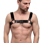 Чоловіча портупея на груди з натуральної шкіри Feral Feelings - Bulldog Harness Black - мініатюра 1