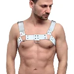 Чоловіча портупея на груди з натуральної шкіри Feral Feelings - Bulldog Harness White - мініатюра 1