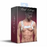 Чоловіча портупея на груди з натуральної шкіри Feral Feelings - Bulldog Harness White - мініатюра 2