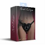 Трусики Серце для страпону з натуральної шкіри Feral Feelings - Hearts Strap-on Belt Black - мініатюра 2