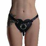 Трусики Серце для страпону з натуральної шкіри Feral Feelings - Hearts Strap-on Belt Black - мініатюра 4