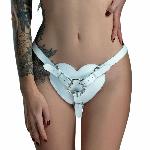 Трусики Серце для страпону з натуральної шкіри Feral Feelings - Hearts Strap-on Belt White - мініатюра 4