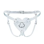 Трусики Серце для страпону з натуральної шкіри Feral Feelings - Hearts Strap-on Belt White - мініатюра 1