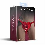 Трусики Серце для страпону з натуральної шкіри Feral Feelings - Hearts Strap-on Belt Red - мініатюра 2