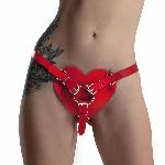 Трусики Серце для страпону з натуральної шкіри Feral Feelings - Hearts Strap-on Belt Red - мініатюра 4