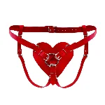 Трусики Серце для страпону з натуральної шкіри Feral Feelings - Hearts Strap-on Belt Red - мініатюра 1