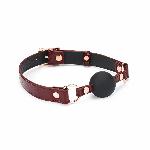 Силіконовий кляп Liebe Seele Wine Red Ball Gag, діаметр кульки 4,3 см, ремінь із натуральної шкіри - мініатюра 6