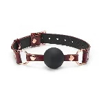 Силіконовий кляп Liebe Seele Wine Red Ball Gag, діаметр кульки 4,3 см, ремінь із натуральної шкіри - мініатюра 1