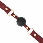 Силіконовий кляп Liebe Seele Wine Red Ball Gag, діаметр кульки 4,3 см, ремінь із натуральної шкіри - мініатюра 5